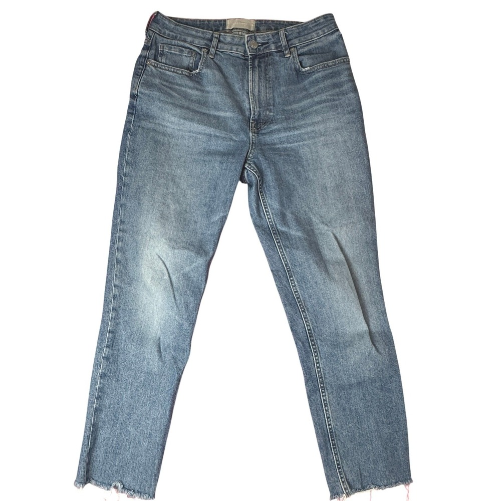 Everlane The Curvy Cheeky Jean Blue Medium Wash Raw Hem Crop Denim 29